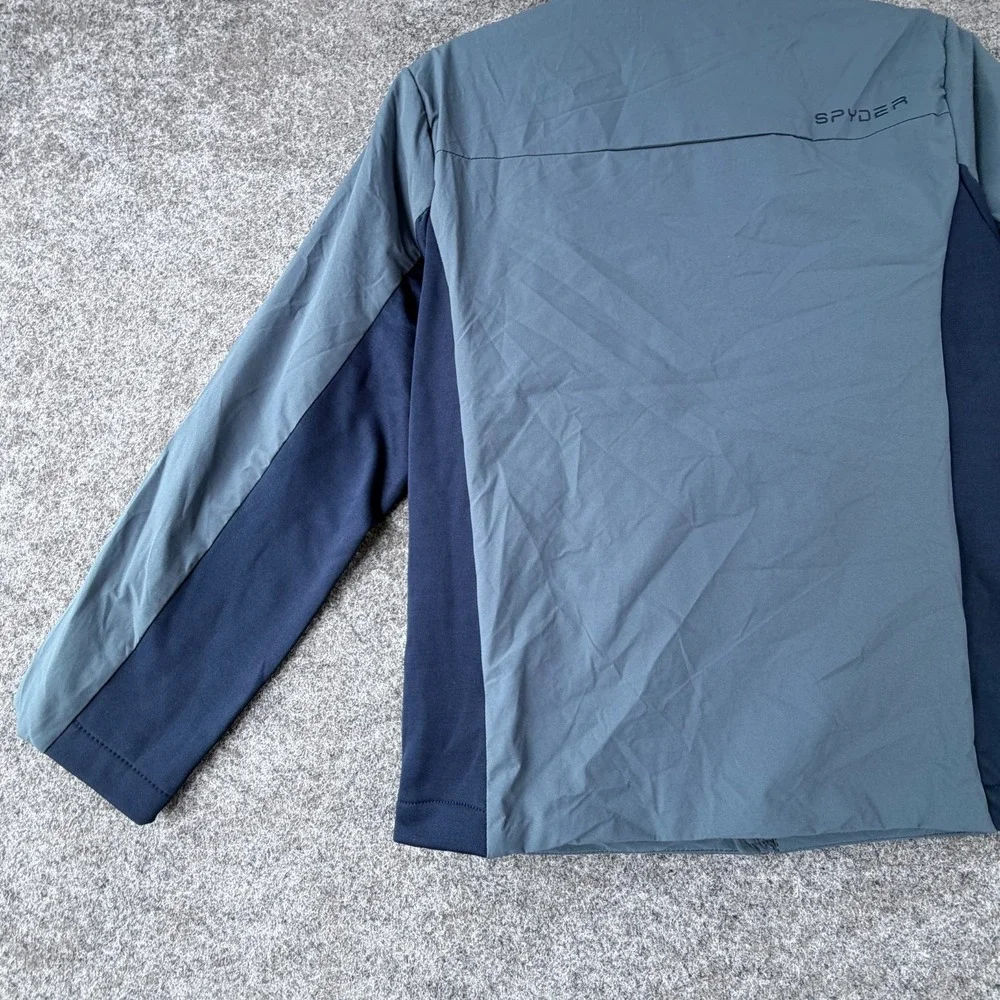 Spyder Softshell Jacket Boys M (10/12) Blue Fleece Lined Logo Hooded Full Zip